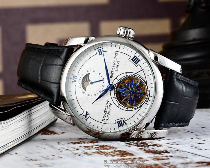 百達翡麗PATEK PHILPPE 全自動機械機芯 316精鋼表殼 進口小牛皮錶帶 男士腕表  wssb3676